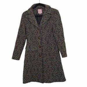 Young Essence Brown Green Embroidered Coat Small